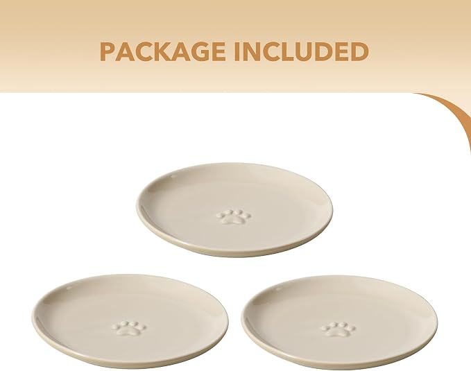 Havniva 6'' Ceramic Wide Cat Dishes, Set of 3 Ceramic Cat Bowls, Indoor Kitten Feeding Wet & Dry Shallow Food Dish Anti Whisker Fatigue(3 Pcs)