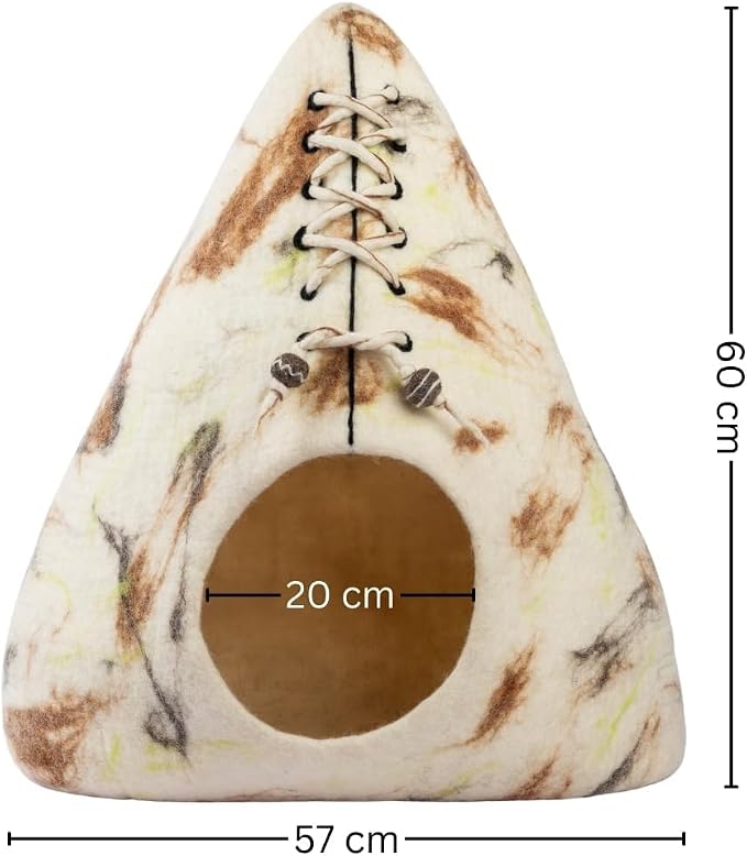 Luxurious Merino Wool Cat Cave - Foldable Hideaway Pod for Indoor Cats - Premium Felt Kitten Pet Enclosure - Covered Cat House for Ultimate Cozy Comfort by Woolygon (Tent)
