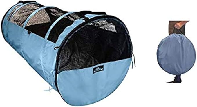 Pet Tube Soft Car Crate Large Kennel The Safe Dog and Cat Travel Mobile Home Pet Limo with Seat Belts and Storage Bag 47Lx24H Grey Color