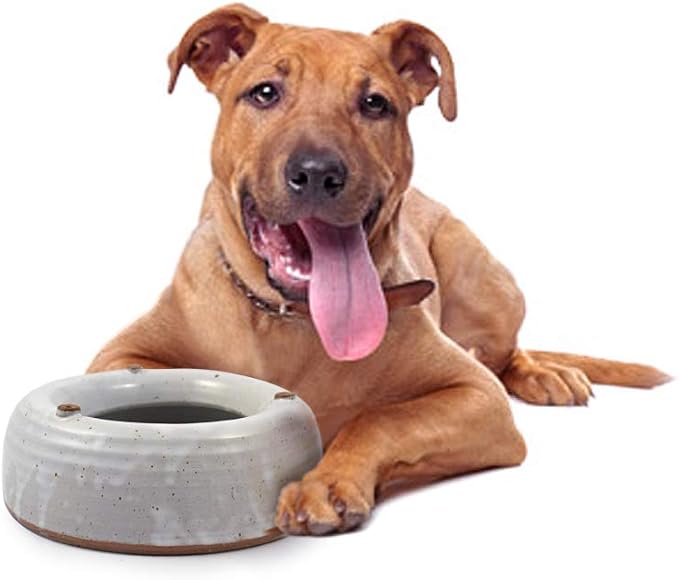 American Made Splash-Reducing Stoneware Pottery Water Bowl (Small 24-oz) | For Cats, Small Pets, and Small Dogs