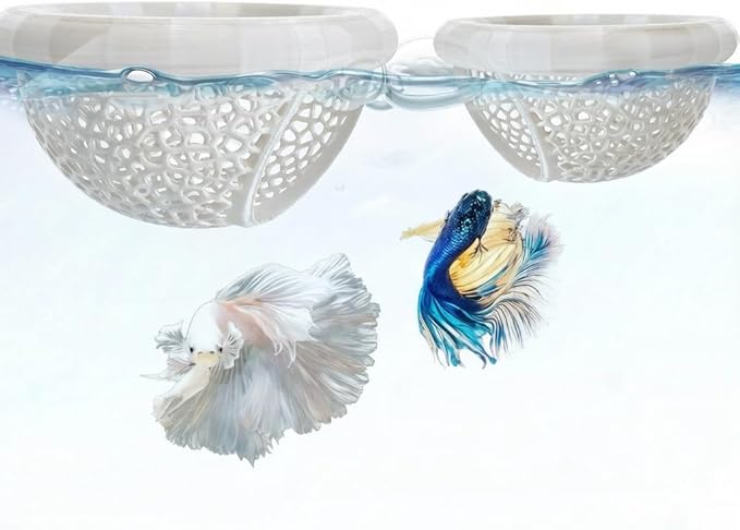 2 PCS Betta Hammock,Bett a Bed, Floating Betta Fish Hammock, 3D Printed Aquarium Decor, Betta Fish Feeder, Safe Resting Spot for Betta, Shrimp and Small Fish(White)