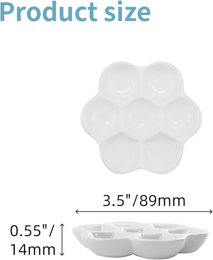 3.5" Hermit Crab Ceramic Food Dish,7 Compartments Ceramic Anti-turning Food & Water Bowl for Hermit Crab Tarantula Snail
