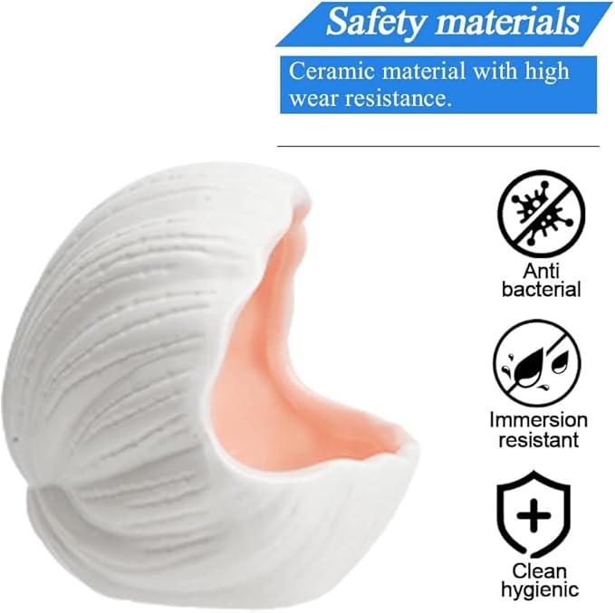 RUIAN Cute Aquarium Decorations Ceramic Conch Shell-Shaped House Thematic Betta Fish Tank Accessory Decor Ornament Hideout Cave for Fish Playing or Hiding,Hamster House,Craft Projects (Pink)