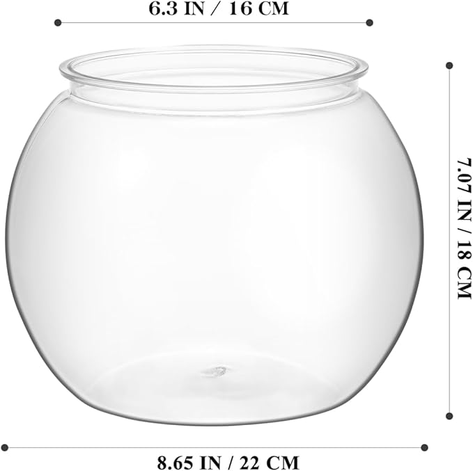 Abaodam Small Desktop Fish Tank 8.66In Round Clear Plastic Fish Bowl Aquarium for Betta and Aquatic Plants Home Office Garden Decor