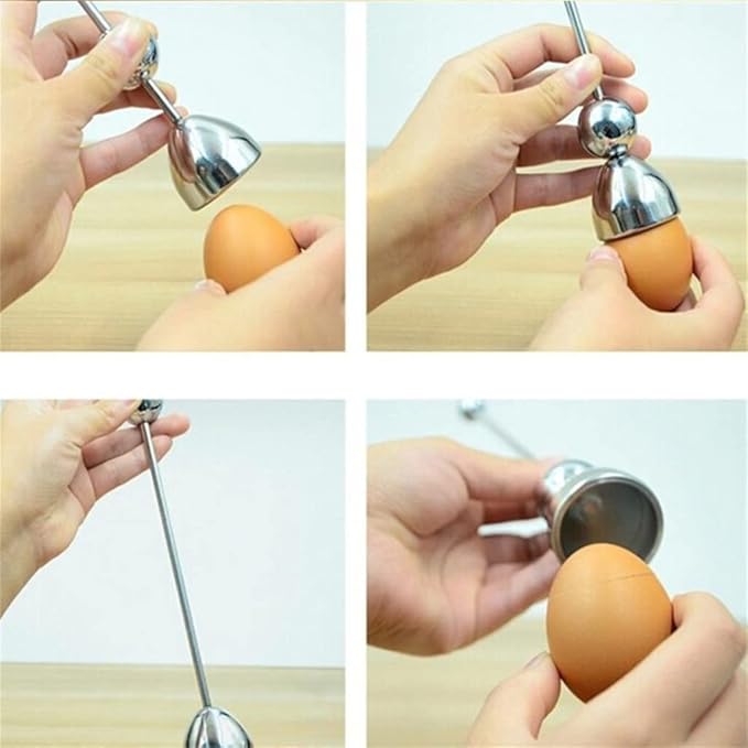 Stainless Steel Eggshell Opener French Measuring Ball Egg Cutting Beater Kitchen Tool Cooked