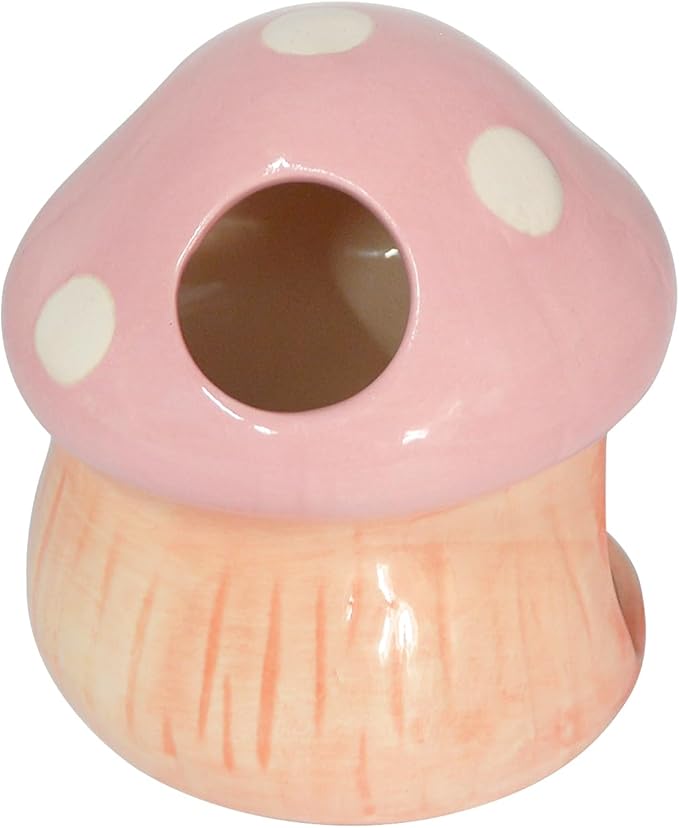 Saim Ceramics Mushroom House Aquarium Decor, Betta Fish Tank Accessories Landscape Decoration, Small Shrimp Goldfishes Habitat Hut Pleco Smalland Breeding Hide Caves Toad House - Pink