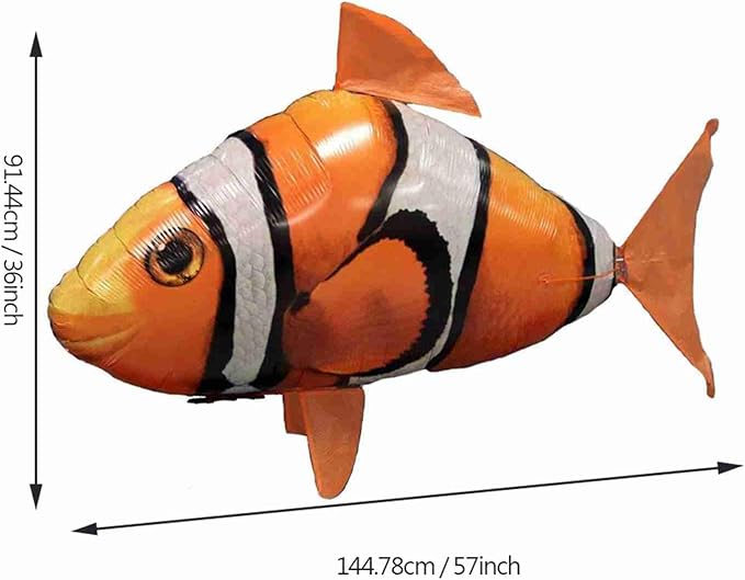 JTLB Remote Control Flying RC Toy for Kids, Inflatable Balloon with Controller, Fun Indoor Family Office Party Toy (orange clownfish)