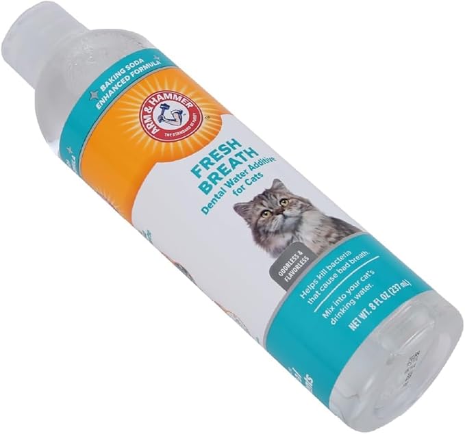 Arm & Hammer for Pets Advanced Care Dental Water Additive for Cats, Odorless and Flavorless, Baking Soda Formula, Helps Prevent Gum Disease and Fresh Breath, 8 Fl Oz - 2 Pack