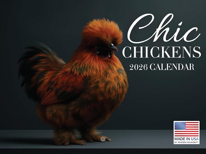 Chic Chicken Calendar 2026 Wall Monthly Chickens Gifts For Chicken Lovers Women Men | American Made In The USA