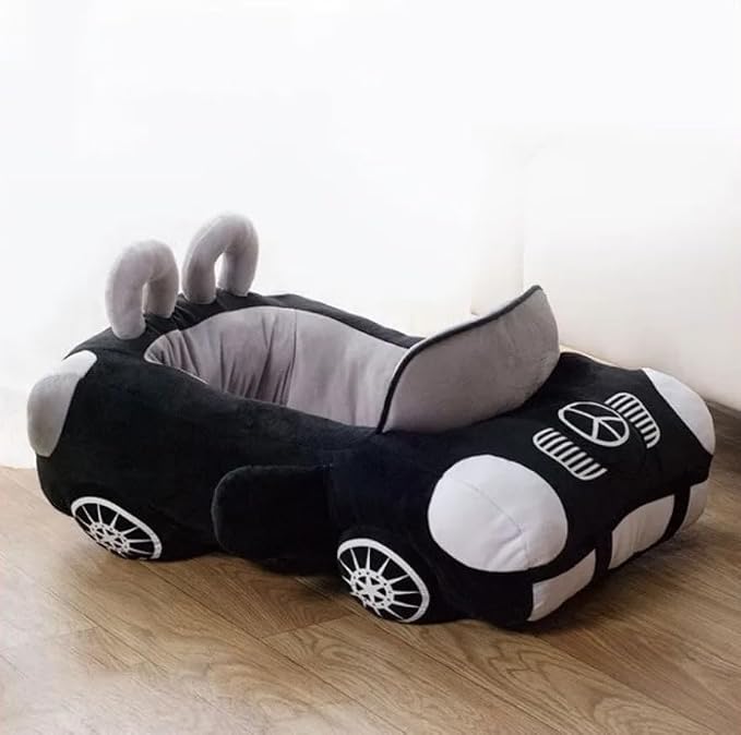 BADASS SHARKS Car Shaped Dog Cat Bed Pet House Cool Teddy Sofa Puppy Nest 70x50cm Cushion Kitten Padded Kennel Soft and Cozy Pet Bed with Cat Bed Mat Pillow and Car Design | Plush velvet car shaped pet bed with non-slip base for small dogs & cats, mach...