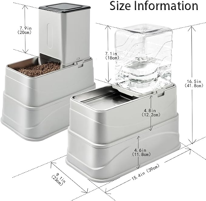 Marchul 1.1Gallon Elevated Dog Feeder and Water Dispenser, Adjustable Gravity Pet Feeder and Water Set with Stainless Steel Bowls, Designed to Protect Dog‘s Neck, Joints, Perfect for Cats and Dogs(4L)