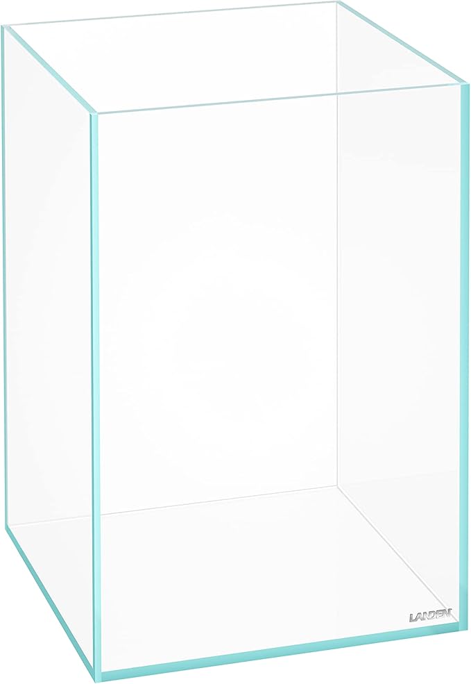 LANDEN Tall Tank Rimless Low Iron Tank 5.5GAL 9.8" L × 9.8" W × 14.2" H(25X25X36) cm Small Aquascape Fish Tank, Vertical Aquascape Tank, Black Leveling Mat Included