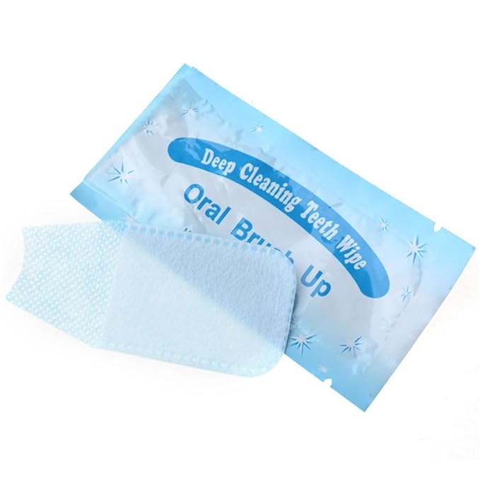 Beavorty Finger Brush Teeth Wipes 50 Pcs Disposable Deep Cleaning Teeth Wipes Deep Teeth Cleaning Finger Oral Wipes for Oral Brush Ups Mini Toothbrush, Individual Package