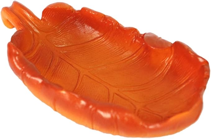 Food/Water Dish for Reptiles, Amphibians and Other Little Critters Water/Food Bowl, Made from Premium Resin (Yellow Leaf Bowl)