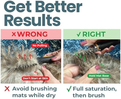 Dematting Cream + Rake Brush - Mat & Tangle Remover Kit | Cream + Rake Brush 2-Step Mat Kit: Apply, Wait 2 Min, Brush Outside-In. For Doodle Coats. No Rinse.