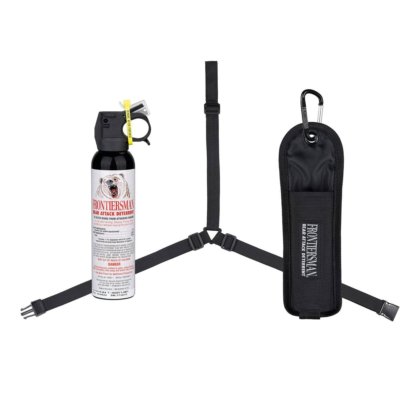 SABRE Frontiersman 9.2 fl oz. Bear Spray Maximum Strength 2.0% Major Capsaicinoids Powerful 35 ft. Range Bear Deterrent Outdoor Camping & Hiking Protection Quick Draw Holster & Multipack Options