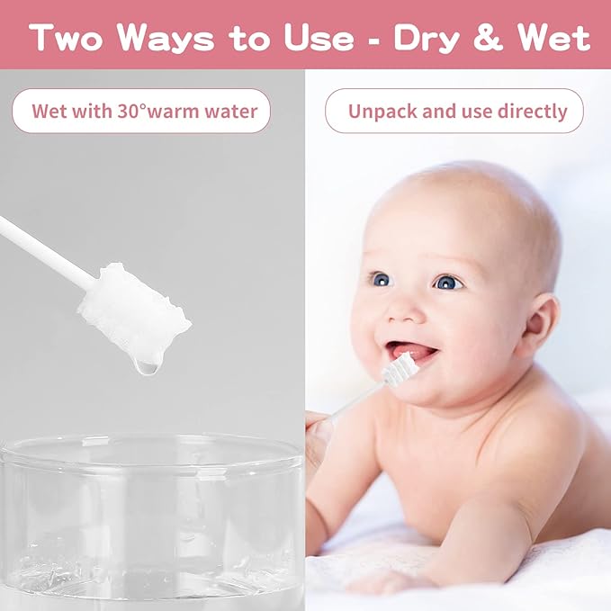 60Pcs Baby Tongue Cleaner, Baby Toothbrush, Disposable Infant Mouth Cleaner, Soft Gauze Toohthbrush Toddler Oral Cleaning Stick Dental Care for 0-36 Month Newborn