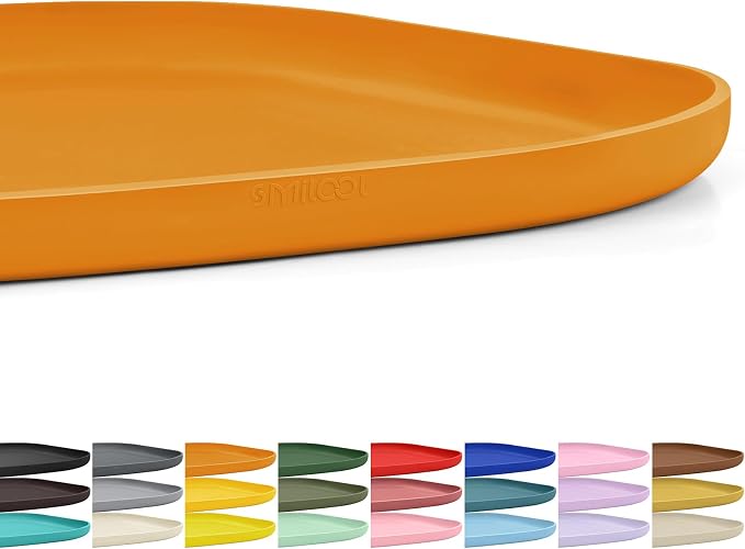 SMILOOL Waterproof Silicone Pet Food Mat with Raised Edge for Dog & Cat | 12" x 12" Non-Slip Small Pet Feeding Mats with Lip for Food & Water Bowl, Food Grade, Easy Cleaning, Orange