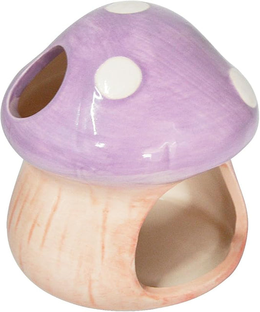Saim Ceramics Mushroom House Aquarium Decor, Betta Fish Tank Accessories Landscape Decoration, Small Shrimp Goldfishes Habitat Hut Pleco Smalland Breeding Hide Caves Toad House - Purple