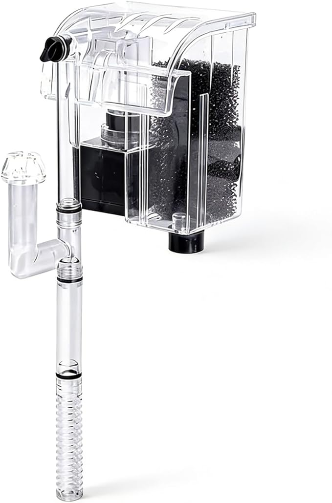 Small Fish Tank Filter, Hang on Filter for 1-5 Gal Nano Aquarium, Ultra Quiet Power Filter with Aeration & Oil Skimmer, Adjustable Flow for Betta Shrimp Tank