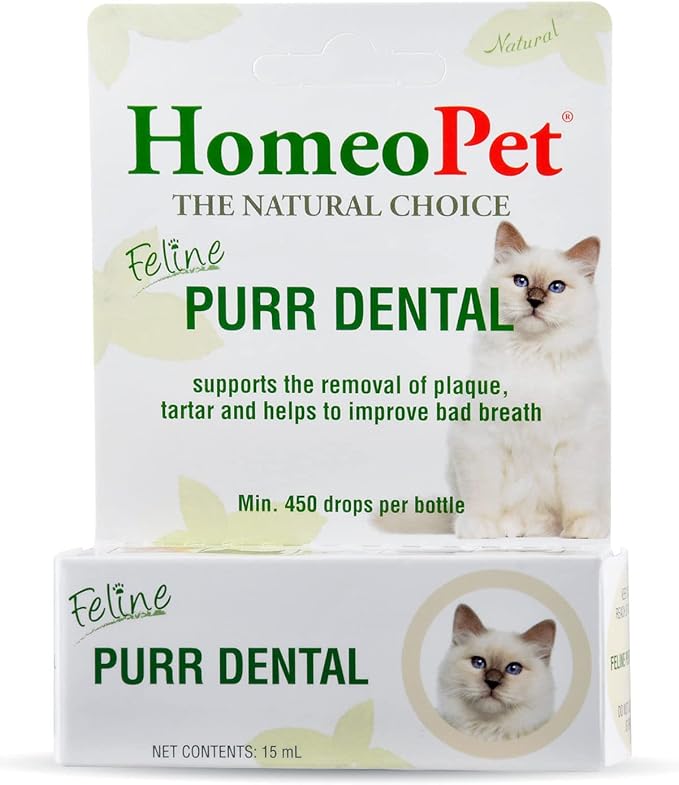 HomeoPet Feline Purr Dental, Safe and Natural Tooth and Dental Care for Cats, 15 Milliliters