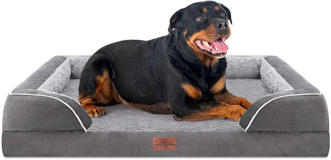 Comfort Expression Waterproof Orthopedic Dog Beds for Extra Large Dog | Supportive Egg Crate Foam X-Large Pet Bed with Removable Bolster, Dog Couch with Washable Cover & Non-Slip Bottom, 48x30 Inch
