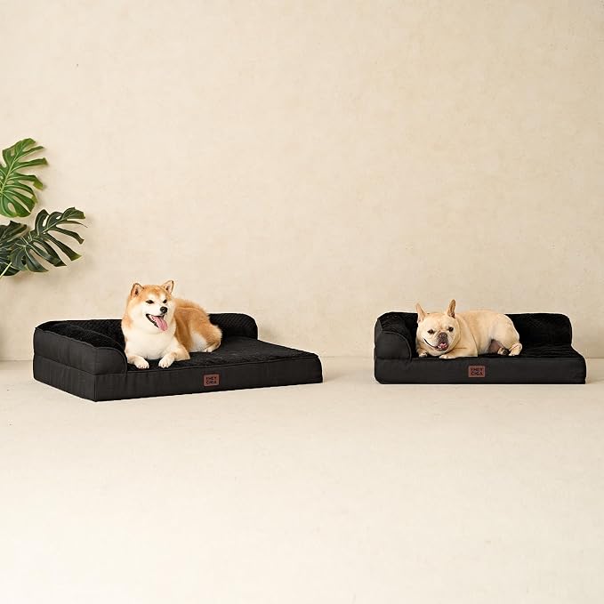 EHEYCIGA Memory Foam Dog Bed Large Size Dogs, Orthopedic Dog Bed Large with Washable Removable Cover, Waterproof Pet Sofa Couch with Nonskid Bottom, 36x27x6, Black | Washable Removable Cover, Waterproof Flat Pet Sofa Couch with Nonskid Bottom, 36x27x6