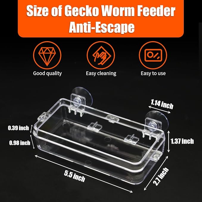 Reptile Feeder Chameleon Bowl 2 Pcs Anti-Escape Food Dish Bowl with Suction Cup for Chameleon Iguana Lizard Reptile Food and Water Feeding (White, M)