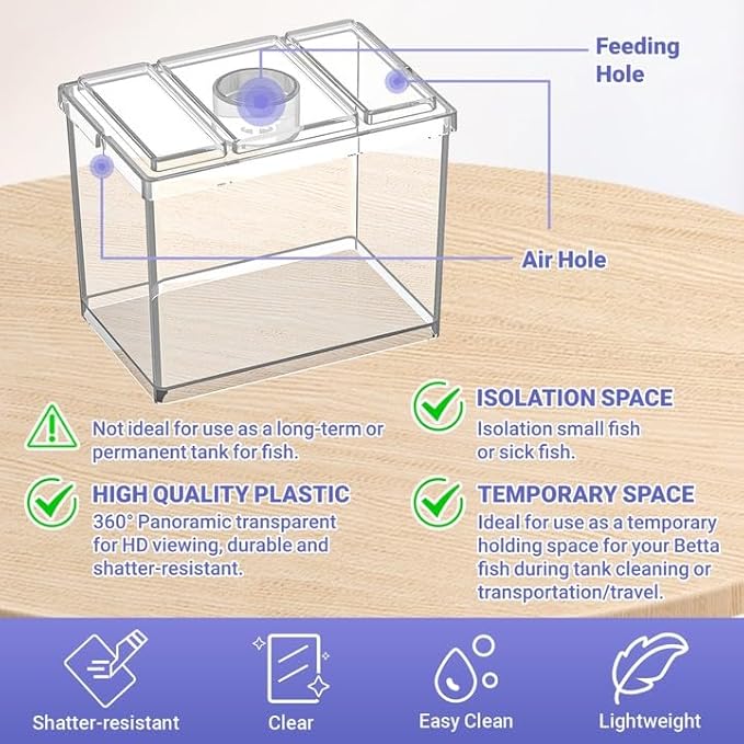 MoonOrange Mini Betta Fish Tank, Small Fish Bowl for Temporary Space, 0.2 Gallon Stackable Cube Tank with Artificial Plants and Gravels for Small Fish, Insect, Shrimp, Crab, Spider.(Pack-2)