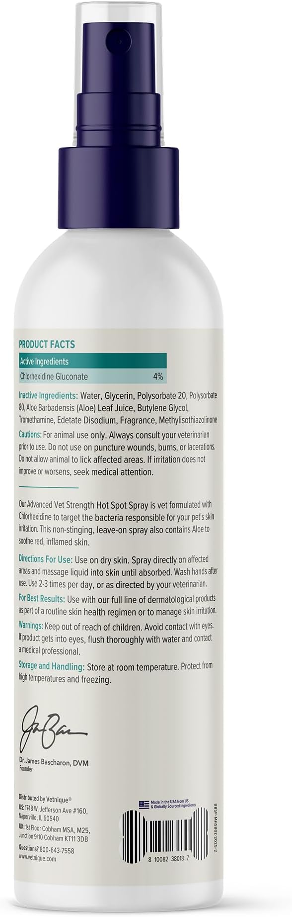 Vetnique Dermabliss Hot Spot Treatment for Dogs - Antiseptic Medicated Chlorhexidine Spray - Vet Recommended for Skin Infections, Hot Spots & Irritation (Hot Spot Spray, 8oz)