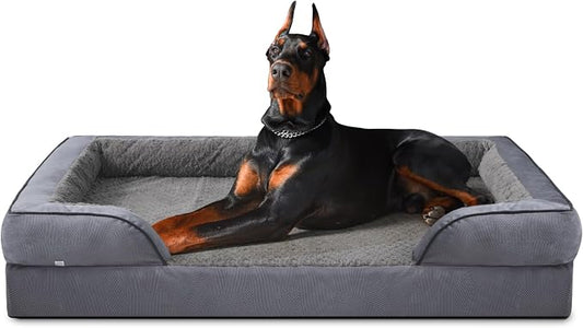 XXL Plus Orthopedic Dog Beds Large Sized, XL Washable Dog Sofa with Egg-Crate Foam, Waterproof Lining and Non-Skid Bottom