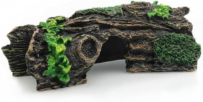 Aquarium Resin Hollow Tree Trunk Betta Log Aquarium Decorations Ornament Fish House Cave Wood House Decor for Fish Tank, Medium