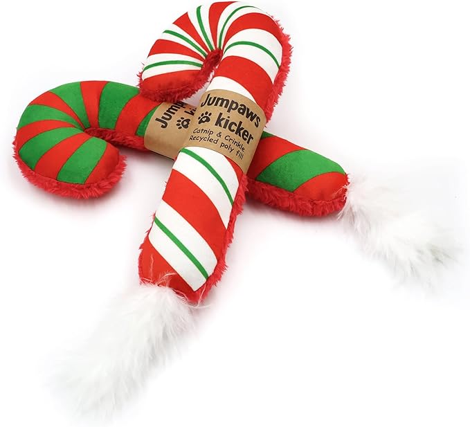 Lot de 2 jouets à herbe à chat interactifs naturels, jouet à mâcher résistant aux morsures, accessoires pour chats d'intérieur, canne de Noël
