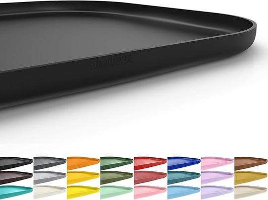 SMILOOL Waterproof Silicone Pet Food Mat with Raised Edge for Dog & Cat | 24" x 16" Non-Slip Pet Feeding Mats with Lip for Food & Water Bowl, Food Grade, Easy Cleaning, Black
