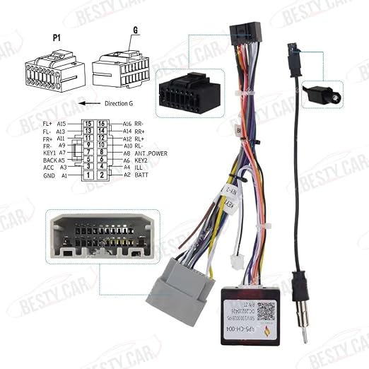 16pin Car Stereo Radio Power Retrofit Wiring Harness Adapter fits for Jeep Wrangler Cherokee Compass Grand Patriot Dodge Caliber Voyager Chrysler Sebring