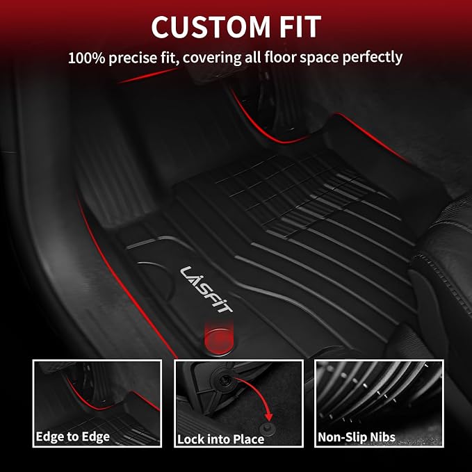 LASFIT Floor Mats & Cargo Mat for Mercedes Benz GLE SUV 2020-2026 350/450/ 53 AMG (Not Fit Coupe; Fit 5 Seats), All Weather TPE Anti-Slip Car Mats Custom Fit for GLE 1st & 2nd Row Set & Trunk Mat