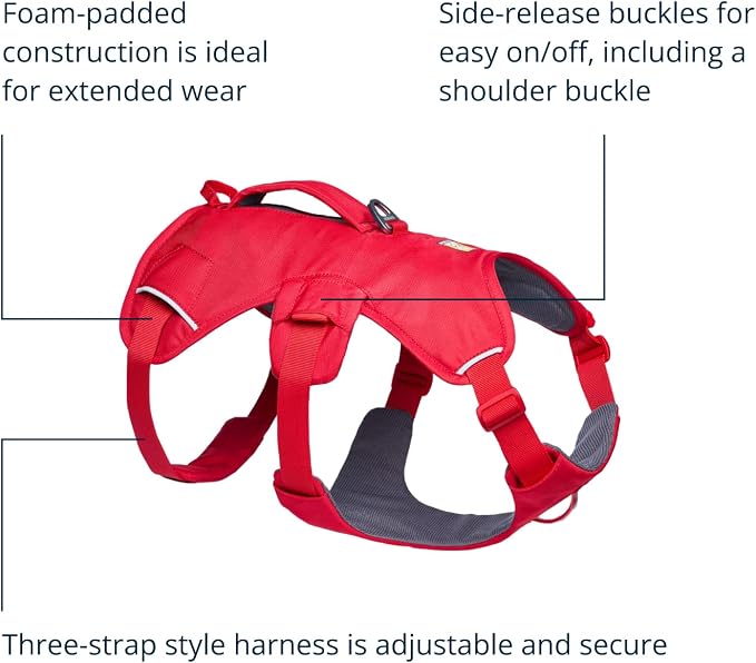 Ruffwear, Web Master, Multi-Use Support Dog Harness, Hiking and Trail Running, Service and Working, Everyday Wear, Red Canyon, Small