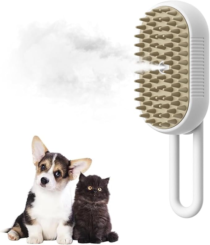 Marchul 3-in-1 Self-Cleaning Steam Grooming Brush - Removes Loose Undercoat for Long & Short Haired Cats, Kittens