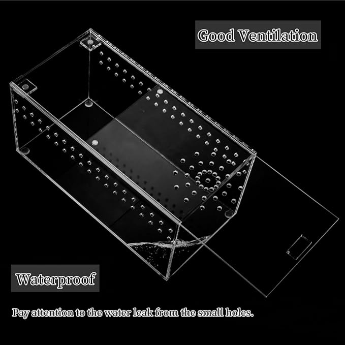 Tlence Acrylic Tarantula Enclosure Terrarium, 8" x 4" x 4" Small Magnetic Reptile Tank, Micro Spider Breeding Habitat Cage, Clear Ventilated Lizard Display Box for Hermit Crab Invertebrates Scorpion