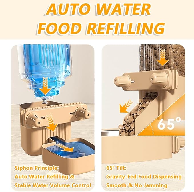 2-Pack Cage-Style Large Capacity Hanging Automatic Pet Feeder & Water Dispenser 50oz/1500ml,for Cages 0.98" Max Inner,1.77"-2.56" Outer,for Small/Medium Dogs, Cats, Rabbits & Guinea Pigs