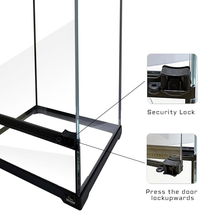 Reptile Glass Terrarium Tank 10 * 10 * 14in, Full View with Front Opening Door,Amphibians Enclosure Habitat Cage for Crested Gecko,Spider,Tarantula,Lizard,Hermit Crab,Frog,Mantises,Insects