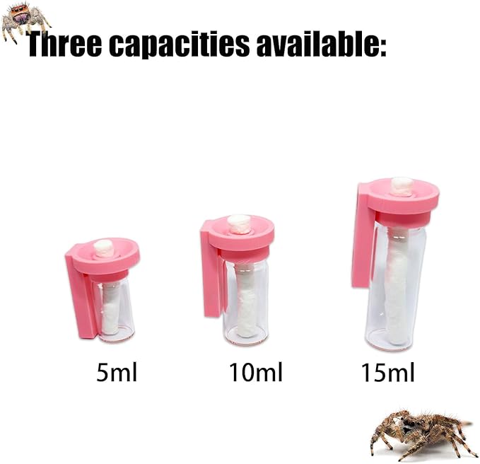 Jumping Spider Water Dispenser, Magnetic Hanging Feeder,Suitable for Jumping Spiders,Tarantulas, Praying Mantises,Arboreal Animals, and Other Small Animal Enclosure Accessories (Pink, 10ML)