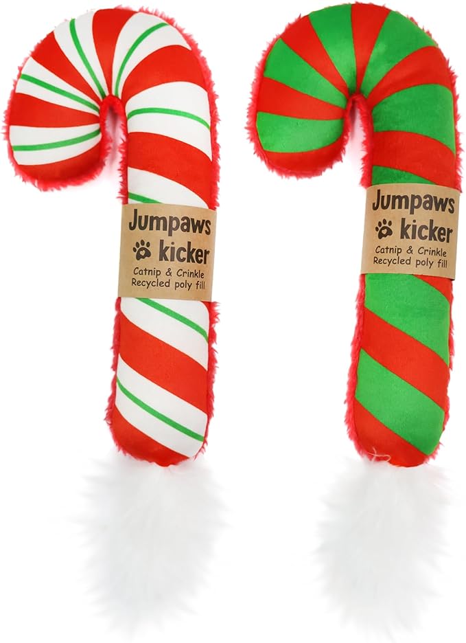Lot de 2 jouets à herbe à chat interactifs naturels, jouet à mâcher résistant aux morsures, accessoires pour chats d'intérieur, canne de Noël