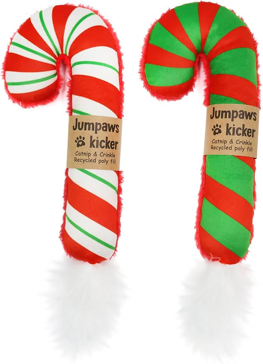 Lot de 2 jouets à herbe à chat interactifs naturels, jouet à mâcher résistant aux morsures, accessoires pour chats d'intérieur, canne de Noël