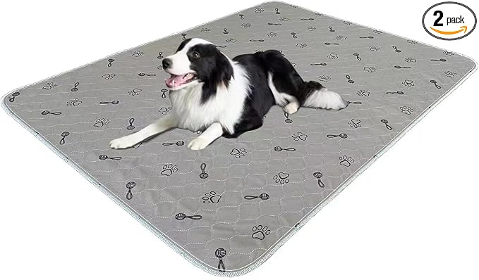 Peepeego 2Pack Pee Pads Washable 36”x48 +Free Dog Comb, Waterproof Rugs Non Slip