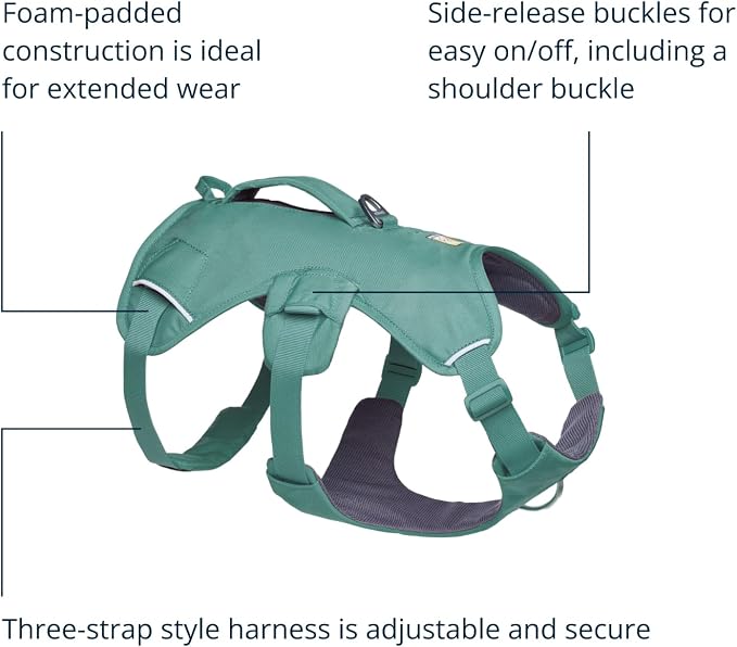 Ruffwear, Web Master, Multi-Use Support Dog Harness, Hiking and Trail Running, Service and Working, Everyday Wear, River Rock Green, Medium
