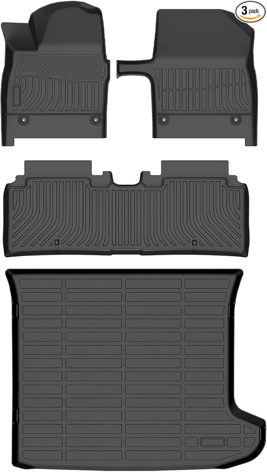 HAFIDI® Floor Mats & Cargo Liner Set Fit for Kia EV6 2025 All Weather TPE Anti-Slip Car Full Set Floor Liners Custom Accessories - Black