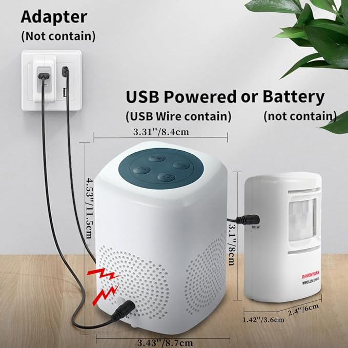 S SELDORAUK Motion Sensor Doorbell, Dog Barking Alarm Guard Wireless Infrared Detect Alert Door Chime for Home Security Entry Repelling Wildlife Rang 1000ft 110dB 4 Volume Level (1Receiver+1Detector)
