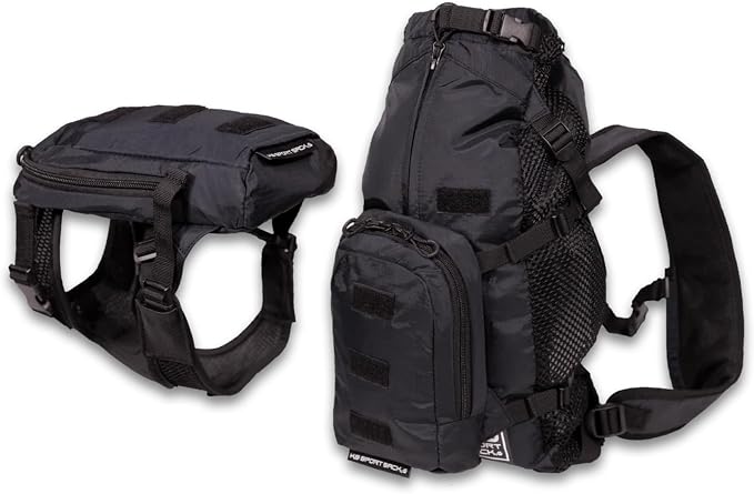 K9 Sport Sack Walk-On - X-Small, Anthracite Black - Ideal for Dogs with 9-12” Back Length - Lightweight, Packable, Backpack-Style Carrier - Includes Compatible Harness & Storage Bag