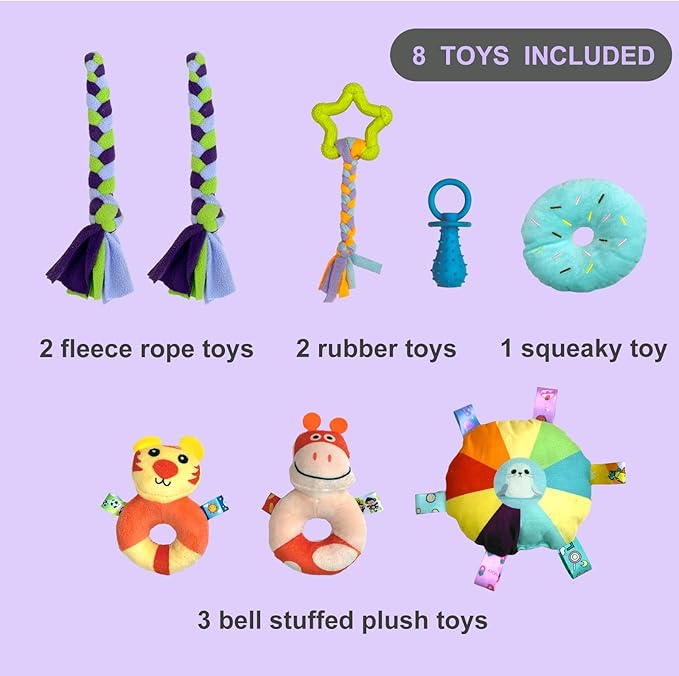 Puppy Play Gym for small dogs with 8 Hanging Interactive Toys Indoor Play | Funny Enrichment Jungle Playground to Keep Them Busy，with Bungee Straps for self-play,19.5*19.5*19.5in